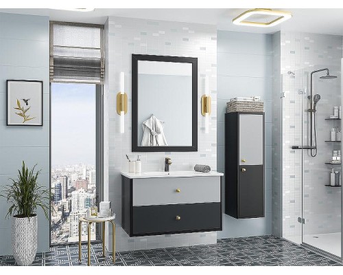 Шкаф пенал Brevita 50 Shades of Grey Кристиан 35 R Кри-05035-01-01П подвесной Черный матовый Серый матовый