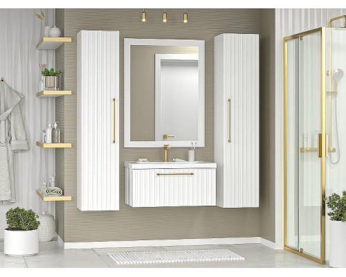 Тумба с раковиной Brevita Alicante 80 УТ000015977 подвесная Белая матовая