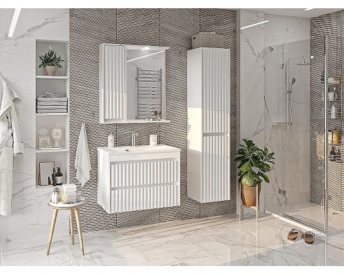 Тумба с раковиной Brevita Balaton 75 УТ000014507 подвесная Белая матовая