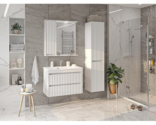 Тумба с раковиной Brevita Balaton 80 УТ000014506 подвесная Белая матовая