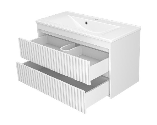 Тумба с раковиной Brevita Balaton 100 УТ000014503 подвесная Белая матовая