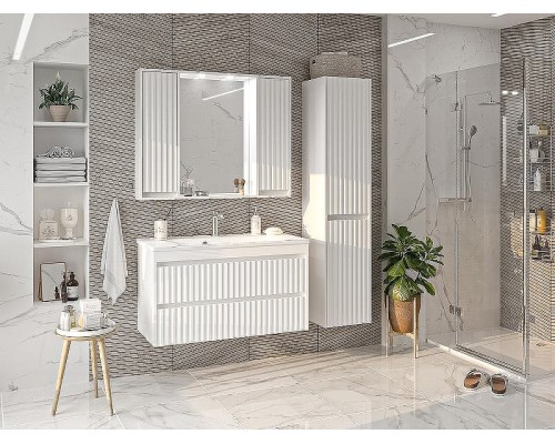 Тумба с раковиной Brevita Balaton 100 УТ000014503 подвесная Белая матовая