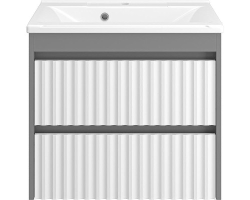 Тумба с раковиной Brevita Balaton 65 УТ000012303 подвесная Белая матовая Серая матовая