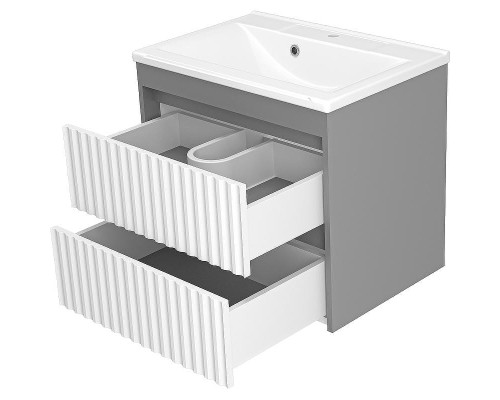 Тумба с раковиной Brevita Balaton 65 УТ000012303 подвесная Белая матовая Серая матовая