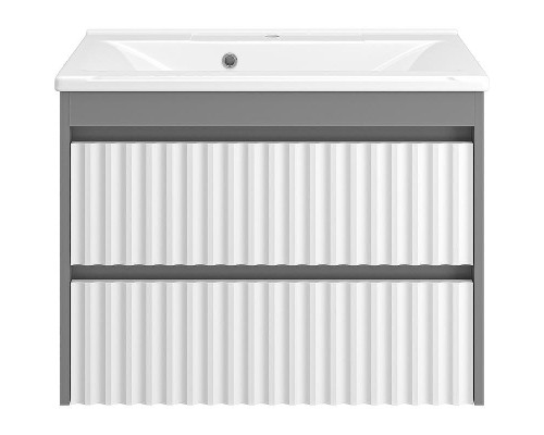Тумба с раковиной Brevita Balaton 75 УТ000012301 подвесная Белая матовая Серая матовая