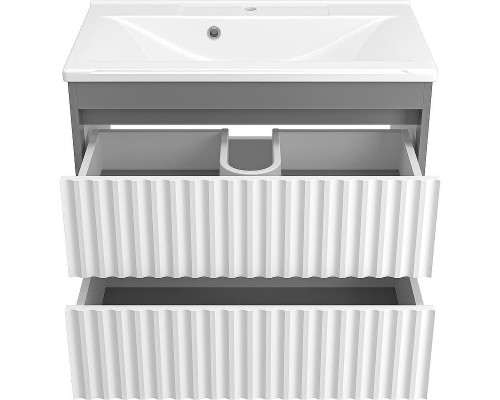 Тумба с раковиной Brevita Balaton 75 УТ000012301 подвесная Белая матовая Серая матовая