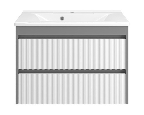 Тумба с раковиной Brevita Balaton 80 УТ000012299 подвесная Белая матовая Серая матовая