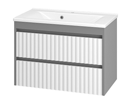 Тумба с раковиной Brevita Balaton 80 УТ000012299 подвесная Белая матовая Серая матовая