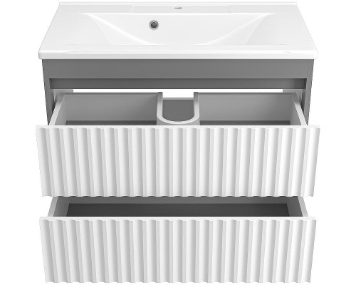 Тумба с раковиной Brevita Balaton 80 УТ000012299 подвесная Белая матовая Серая матовая