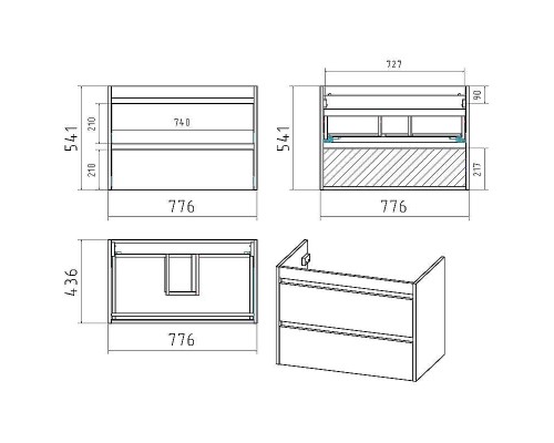 Тумба с раковиной Brevita Balaton 80 УТ000012299 подвесная Белая матовая Серая матовая