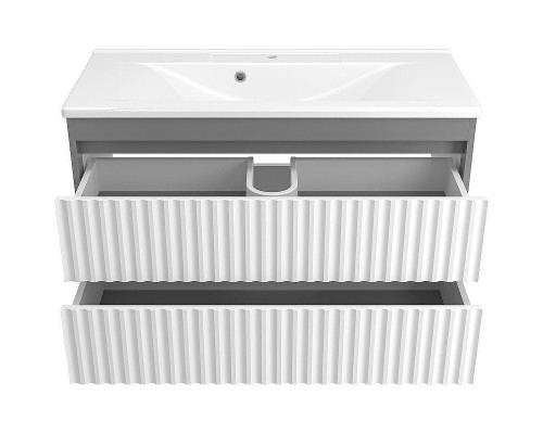 Тумба с раковиной Brevita Balaton 100 УТ000012298 подвесная Белая матовая Серая матовая