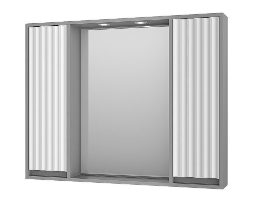Зеркало со шкафом Brevita Balaton 100 BAL-04100-01-01 с подсветкой Белое матовое Серое матовое