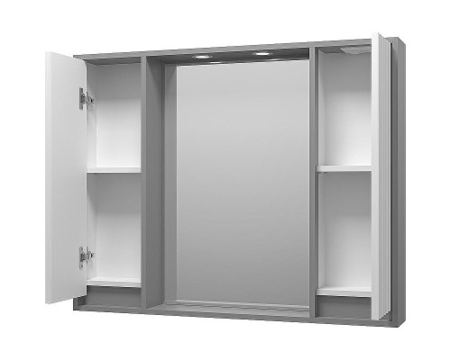 Зеркало со шкафом Brevita Balaton 100 BAL-04100-01-01 с подсветкой Белое матовое Серое матовое