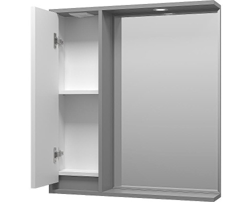 Зеркало со шкафом Brevita Balaton 75 L BAL-04075-01-01Л с подсветкой Белое матовое Серое матовое