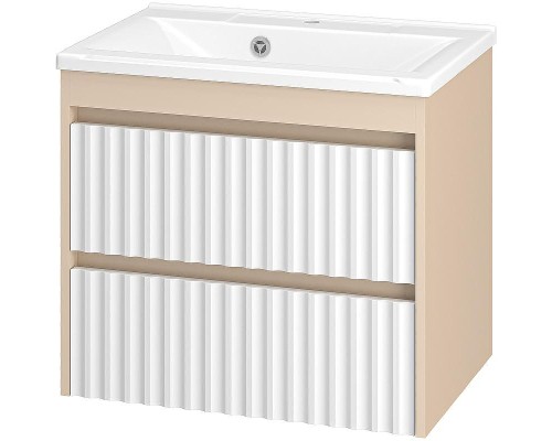 Тумба с раковиной Brevita Balaton 65 УТ000023722 подвесная Белая матовая Бежевая матовая