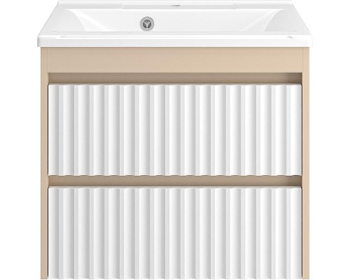 Тумба с раковиной Brevita Balaton 65 УТ000023722 подвесная Белая матовая Бежевая матовая