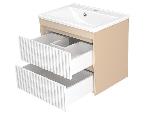 Тумба с раковиной Brevita Balaton 65 УТ000023722 подвесная Белая матовая Бежевая матовая