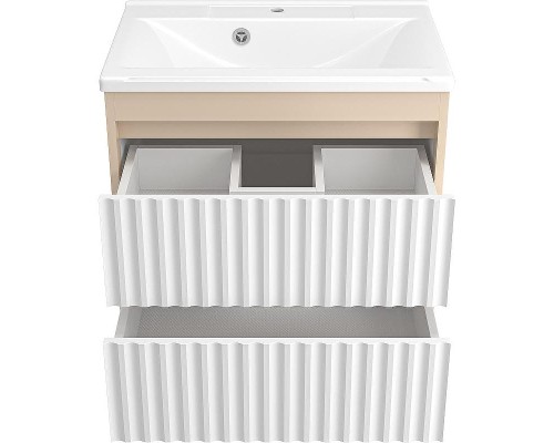 Тумба с раковиной Brevita Balaton 65 УТ000023722 подвесная Белая матовая Бежевая матовая