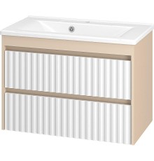Тумба с раковиной Brevita Balaton 80 УТ000023724 подвесная Белая матовая Бежевая матовая