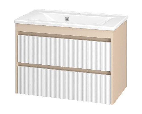 Тумба с раковиной Brevita Balaton 80 УТ000023724 подвесная Белая матовая Бежевая матовая