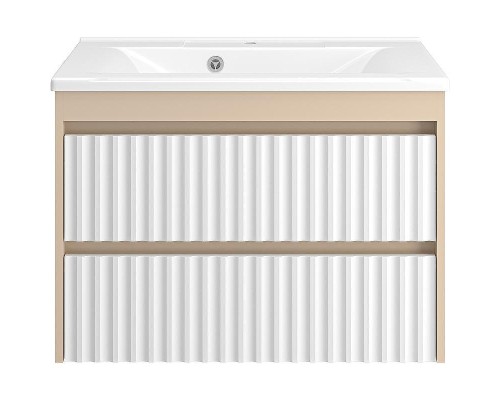 Тумба с раковиной Brevita Balaton 80 УТ000023724 подвесная Белая матовая Бежевая матовая