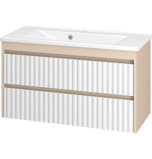 Тумба с раковиной Brevita Balaton 100 УТ000023726 подвесная Белая матовая Бежевая матовая