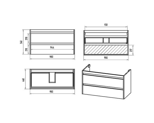 Тумба с раковиной Brevita Balaton 100 УТ000023726 подвесная Белая матовая Бежевая матовая