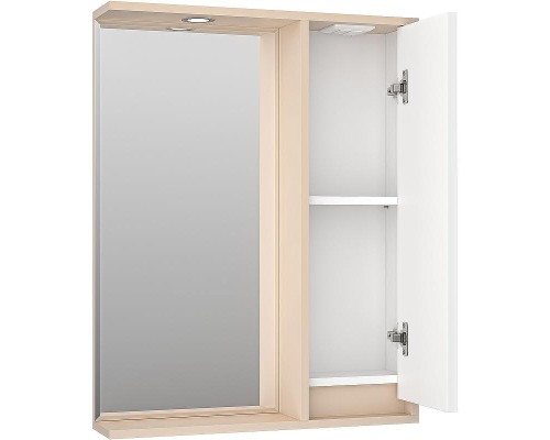 Зеркало со шкафом Brevita Balaton 65 R BAL-04065-03-01П с подсветкой Белое матовое Бежевое матовое