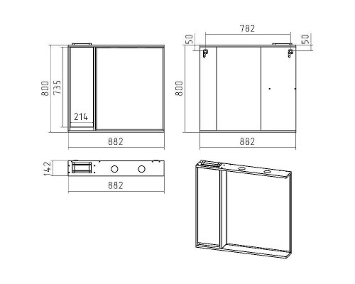 Зеркало со шкафом Brevita Balaton 90 L BAL-04090-03-01Л с подсветкой Белое матовое Бежевое матовое