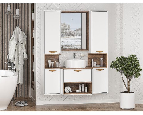 Шкаф пенал Brevita Bergen 35 L BER-05035-01-19-ПоЛ подвесной Белый матовый Дуб Галифакс олово