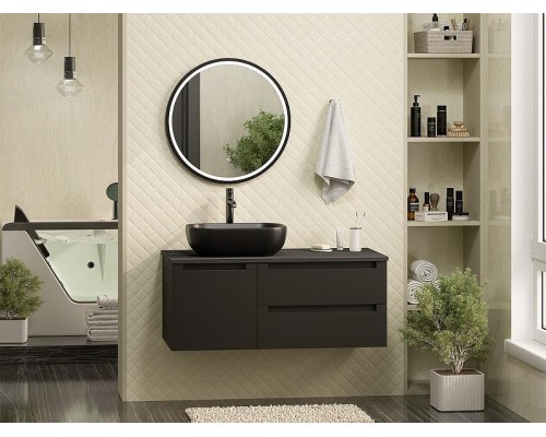 Тумба с раковиной Brevita Cargo 100 УТ000024161 подвесная Черная матовая