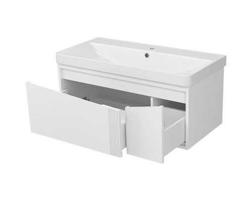 Тумба с раковиной Brevita Cascade 100 УТ000025515 подвесная Белая матовая