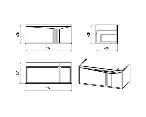 Тумба с раковиной Brevita Cascade 100 УТ000025515 подвесная Белая матовая