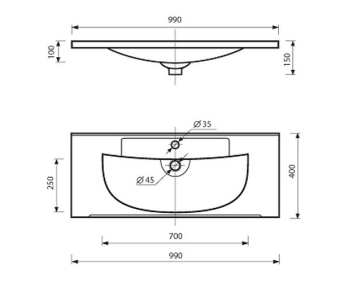 Тумба с раковиной Brevita Catania 100 УТ000013910 подвесная Белая матовая