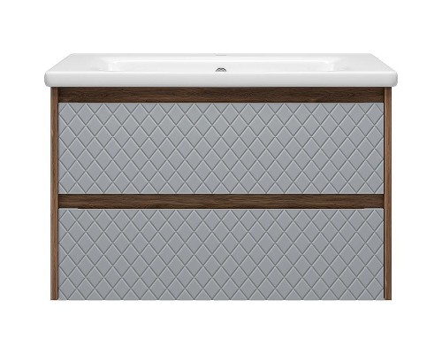 Тумба с раковиной Brevita Chester 80 УТ000022881 подвесная Серая матовая Дуб Чарльстон темно-коричневый