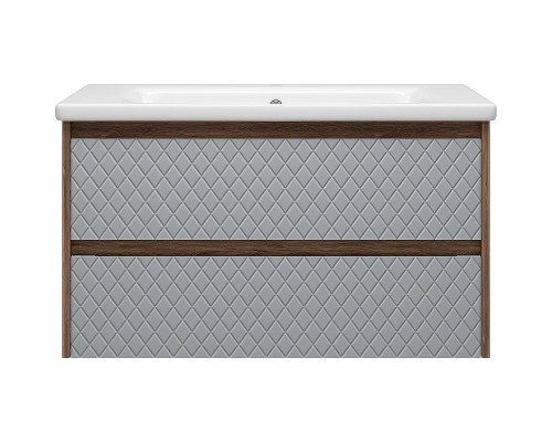 Тумба с раковиной Brevita Chester 90 УТ000022882 подвесная Серая матовая Дуб Чарльстон темно-коричневый