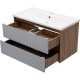 Тумба с раковиной Brevita Chester 90 УТ000022882 подвесная Серая матовая Дуб Чарльстон темно-коричневый