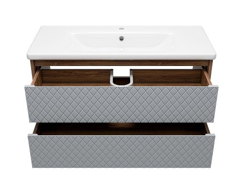 Тумба с раковиной Brevita Chester 100 УТ000022883 подвесная Серая матовая Дуб Чарльстон темно-коричневый