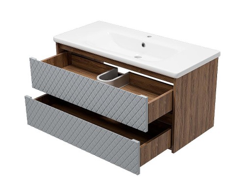 Тумба с раковиной Brevita Chester 100 УТ000022883 подвесная Серая матовая Дуб Чарльстон темно-коричневый