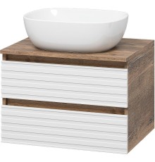Тумба под раковину Brevita Dakota 60 DAK-09060-19/01-2Я подвесная Белая матовая Дуб Галифакс олово