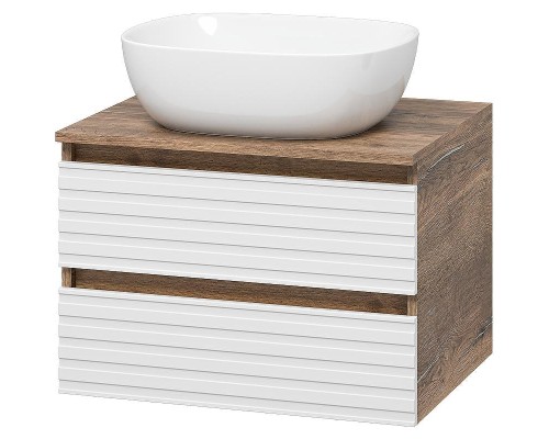 Тумба под раковину Brevita Dakota 60 DAK-09060-19/01-2Я подвесная Белая матовая Дуб Галифакс олово