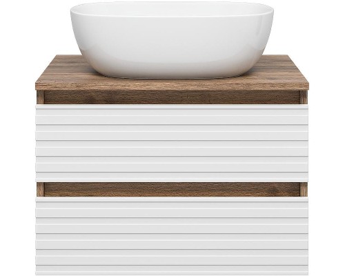 Тумба под раковину Brevita Dakota 60 DAK-09060-19/01-2Я подвесная Белая матовая Дуб Галифакс олово