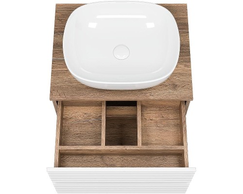 Тумба под раковину Brevita Dakota 60 DAK-09060-19/01-2Я подвесная Белая матовая Дуб Галифакс олово