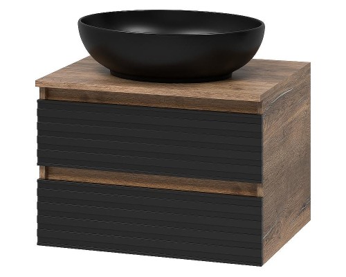 Тумба под раковину Brevita Dakota 60 DAK-09060-19/02-2Я подвесная Черный кварц Дуб Галифакс олово