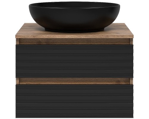 Тумба под раковину Brevita Dakota 60 DAK-09060-19/02-2Я подвесная Черный кварц Дуб Галифакс олово