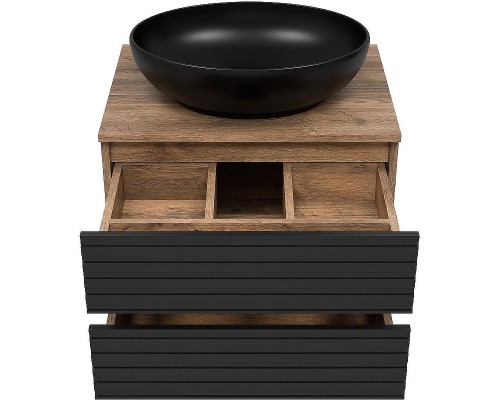 Тумба под раковину Brevita Dakota 60 DAK-09060-19/02-2Я подвесная Черный кварц Дуб Галифакс олово