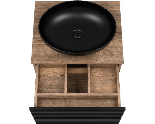 Тумба под раковину Brevita Dakota 60 DAK-09060-19/02-2Я подвесная Черный кварц Дуб Галифакс олово