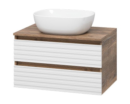 Тумба под раковину Brevita Dakota 70 DAK-09070-19/01-2Я подвесная Белая матовая Дуб Галифакс олово