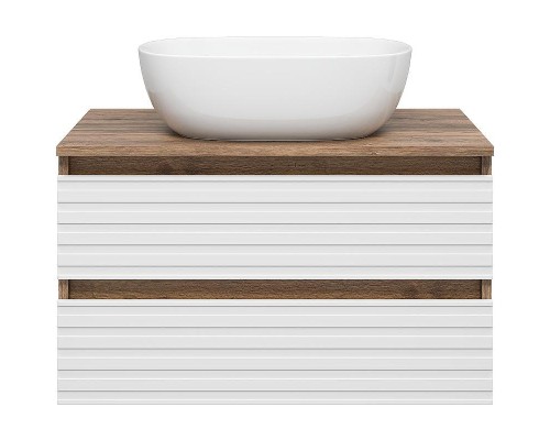Тумба под раковину Brevita Dakota 70 DAK-09070-19/01-2Я подвесная Белая матовая Дуб Галифакс олово