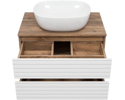 Тумба под раковину Brevita Dakota 70 DAK-09070-19/01-2Я подвесная Белая матовая Дуб Галифакс олово